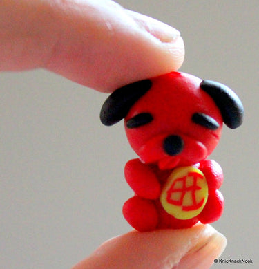 4 x Polymer Fimo Clay Cute Red Dog Beads